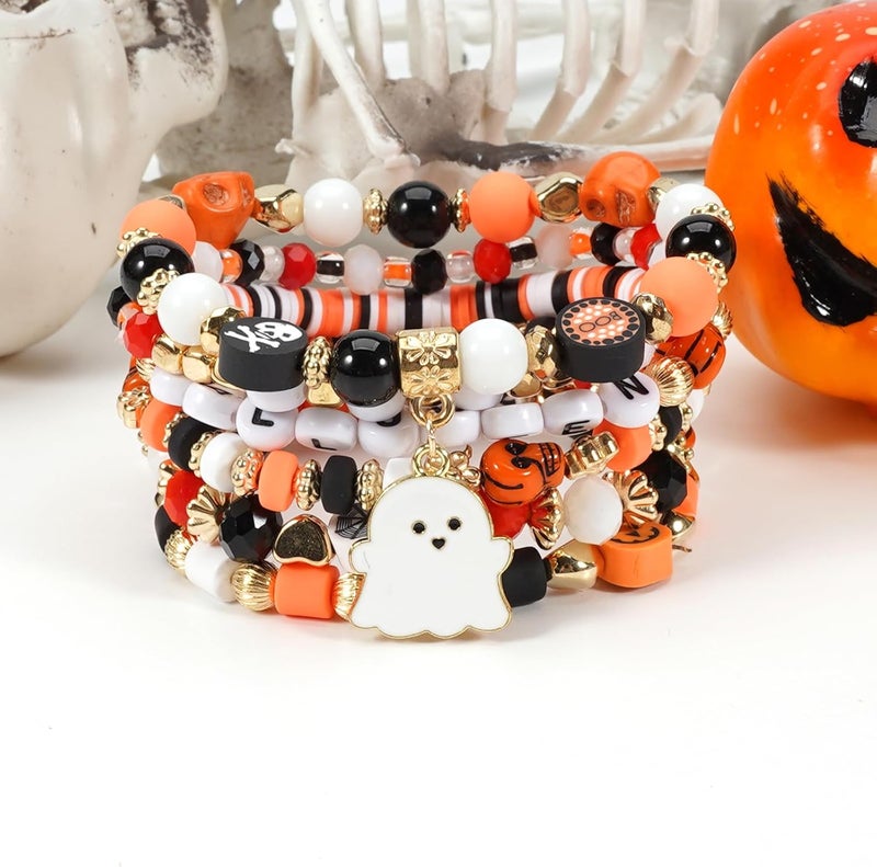 Lonext Halloween Bracelets Stackable Heishi Beaded Stretch Bracelets - Image 4